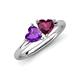 4 - Francesca 1.78 ctw Heart Shape (6.00 mm) Amethyst & Rhodolite Garnet Toi Et Moi Engagement Ring 