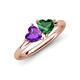4 - Francesca 1.43 ctw Heart Shape (6.00 mm) Amethyst & Lab Created Emerald Toi Et Moi Engagement Ring 