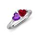 4 - Francesca 1.48 ctw Heart Shape (6.00 mm) Amethyst & Lab Created Ruby Toi Et Moi Engagement Ring 