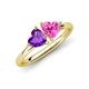 4 - Francesca 1.58 ctw Heart Shape (6.00 mm) Amethyst & Lab Created Pink Sapphire Toi Et Moi Engagement Ring 