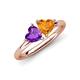 4 - Francesca 1.36 ctw Heart Shape (6.00 mm) Amethyst & Citrine Toi Et Moi Engagement Ring 