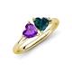 4 - Francesca 1.68 ctw Heart Shape (6.00 mm) Amethyst & London Blue Topaz Toi Et Moi Engagement Ring 