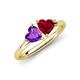 4 - Francesca 1.48 ctw Heart Shape (6.00 mm) Amethyst & Lab Created Ruby Toi Et Moi Engagement Ring 