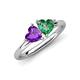 4 - Francesca 1.43 ctw Heart Shape (6.00 mm) Amethyst & Lab Created Alexandrite Toi Et Moi Engagement Ring 