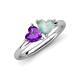 4 - Francesca 1.13 ctw Heart Shape (6.00 mm) Amethyst & Opal Toi Et Moi Engagement Ring 