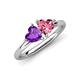 4 - Francesca 1.48 ctw Heart Shape (6.00 mm) Amethyst & Pink Tourmaline Toi Et Moi Engagement Ring 