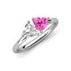 4 - Francesca 1.80 ctw Heart Shape (6.00 mm) Lab Created White Sapphire & Lab Created Pink Sapphire Toi Et Moi Engagement Ring 