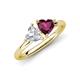 4 - Francesca 2.00 ctw Heart Shape (6.00 mm) Lab Created White Sapphire & Rhodolite Garnet Toi Et Moi Engagement Ring 