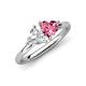 4 - Francesca 1.70 ctw Heart Shape (6.00 mm) Lab Created White Sapphire & Pink Tourmaline Toi Et Moi Engagement Ring 