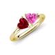 4 - Francesca 1.70 ctw Heart Shape (6.00 mm) Lab Created Ruby & Lab Created Pink Sapphire Toi Et Moi Engagement Ring 