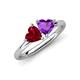 4 - Francesca 1.48 ctw Heart Shape (6.00 mm) Lab Created Ruby & Amethyst Toi Et Moi Engagement Ring 