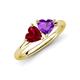 4 - Francesca 1.48 ctw Heart Shape (6.00 mm) Lab Created Ruby & Amethyst Toi Et Moi Engagement Ring 