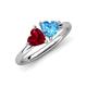 4 - Francesca 1.80 ctw Heart Shape (6.00 mm) Lab Created Ruby & Blue Topaz Toi Et Moi Engagement Ring 