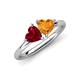4 - Francesca 1.48 ctw Heart Shape (6.00 mm) Lab Created Ruby & Citrine Toi Et Moi Engagement Ring 
