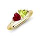 4 - Francesca 1.75 ctw Heart Shape (6.00 mm) Lab Created Ruby & Peridot Toi Et Moi Engagement Ring 