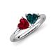4 - Francesca 1.80 ctw Heart Shape (6.00 mm) Lab Created Ruby & London Blue Topaz Toi Et Moi Engagement Ring 