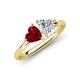 4 - Francesca 1.50 ctw Heart Shape (6.00 mm) Lab Created Ruby & Moissanite Toi Et Moi Engagement Ring 