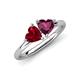 4 - Francesca 1.90 ctw Heart Shape (6.00 mm) Lab Created Ruby & Rhodolite Garnet Toi Et Moi Engagement Ring 