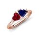 4 - Francesca 1.70 ctw Heart Shape (6.00 mm) Lab Created Ruby & Lab Created Blue Sapphire Toi Et Moi Engagement Ring 