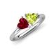 4 - Francesca 1.75 ctw Heart Shape (6.00 mm) Lab Created Ruby & Peridot Toi Et Moi Engagement Ring 