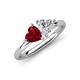 4 - Francesca 1.50 ctw Heart Shape (6.00 mm) Lab Created Ruby & Moissanite Toi Et Moi Engagement Ring 