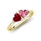 4 - Francesca 1.60 ctw Heart Shape (6.00 mm) Lab Created Ruby & Pink Tourmaline Toi Et Moi Engagement Ring 