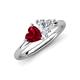 4 - Francesca 1.70 ctw Heart Shape (6.00 mm) Lab Created Ruby & Lab Created White Sapphire Toi Et Moi Engagement Ring 