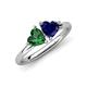 4 - Francesca 1.65 ctw Heart Shape (6.00 mm) Lab Created Emerald & Lab Created Blue Sapphire Toi Et Moi Engagement Ring 