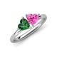 4 - Francesca 1.65 ctw Heart Shape (6.00 mm) Lab Created Emerald & Lab Created Pink Sapphire Toi Et Moi Engagement Ring 