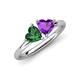 4 - Francesca 1.43 ctw Heart Shape (6.00 mm) Lab Created Emerald & Amethyst Toi Et Moi Engagement Ring 