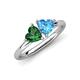 4 - Francesca 1.75 ctw Heart Shape (6.00 mm) Lab Created Emerald & Blue Topaz Toi Et Moi Engagement Ring 
