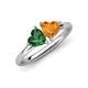 4 - Francesca 1.43 ctw Heart Shape (6.00 mm) Lab Created Emerald & Citrine Toi Et Moi Engagement Ring 