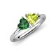 4 - Francesca 1.70 ctw Heart Shape (6.00 mm) Lab Created Emerald & Peridot Toi Et Moi Engagement Ring 