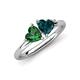 4 - Francesca 1.75 ctw Heart Shape (6.00 mm) Lab Created Emerald & London Blue Topaz Toi Et Moi Engagement Ring 