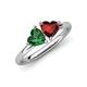 4 - Francesca 1.70 ctw Heart Shape (6.00 mm) Lab Created Emerald & Red Garnet Toi Et Moi Engagement Ring 