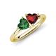 4 - Francesca 1.70 ctw Heart Shape (6.00 mm) Lab Created Emerald & Red Garnet Toi Et Moi Engagement Ring 