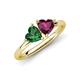 4 - Francesca 1.85 ctw Heart Shape (6.00 mm) Lab Created Emerald & Rhodolite Garnet Toi Et Moi Engagement Ring 