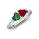 4 - Francesca 1.55 ctw Heart Shape (6.00 mm) Lab Created Emerald & Lab Created Ruby Toi Et Moi Engagement Ring 