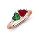 4 - Francesca 1.55 ctw Heart Shape (6.00 mm) Lab Created Emerald & Lab Created Ruby Toi Et Moi Engagement Ring 