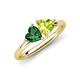 4 - Francesca 1.70 ctw Heart Shape (6.00 mm) Lab Created Emerald & Peridot Toi Et Moi Engagement Ring 