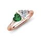4 - Francesca 1.45 ctw Heart Shape (6.00 mm) Lab Created Emerald & Moissanite Toi Et Moi Engagement Ring 