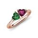 4 - Francesca 1.85 ctw Heart Shape (6.00 mm) Lab Created Emerald & Rhodolite Garnet Toi Et Moi Engagement Ring 