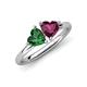 4 - Francesca 1.85 ctw Heart Shape (6.00 mm) Lab Created Emerald & Rhodolite Garnet Toi Et Moi Engagement Ring 