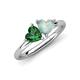 4 - Francesca 1.20 ctw Heart Shape (6.00 mm) Lab Created Emerald & Opal Toi Et Moi Engagement Ring 