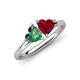 4 - Francesca 1.55 ctw Heart Shape (6.00 mm) Lab Created Alexandrite & Lab Created Ruby Toi Et Moi Engagement Ring 