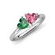 4 - Francesca 1.55 ctw Heart Shape (6.00 mm) Lab Created Alexandrite & Pink Tourmaline Toi Et Moi Engagement Ring 
