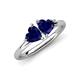 4 - Francesca 1.80 ctw Heart Shape (6.00 mm) Lab Created Blue Sapphire Toi Et Moi Engagement Ring 
