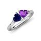 4 - Francesca 1.58 ctw Heart Shape (6.00 mm) Lab Created Blue Sapphire & Amethyst Toi Et Moi Engagement Ring 