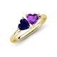4 - Francesca 1.58 ctw Heart Shape (6.00 mm) Lab Created Blue Sapphire & Amethyst Toi Et Moi Engagement Ring 