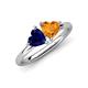 4 - Francesca 1.58 ctw Heart Shape (6.00 mm) Lab Created Blue Sapphire & Citrine Toi Et Moi Engagement Ring 